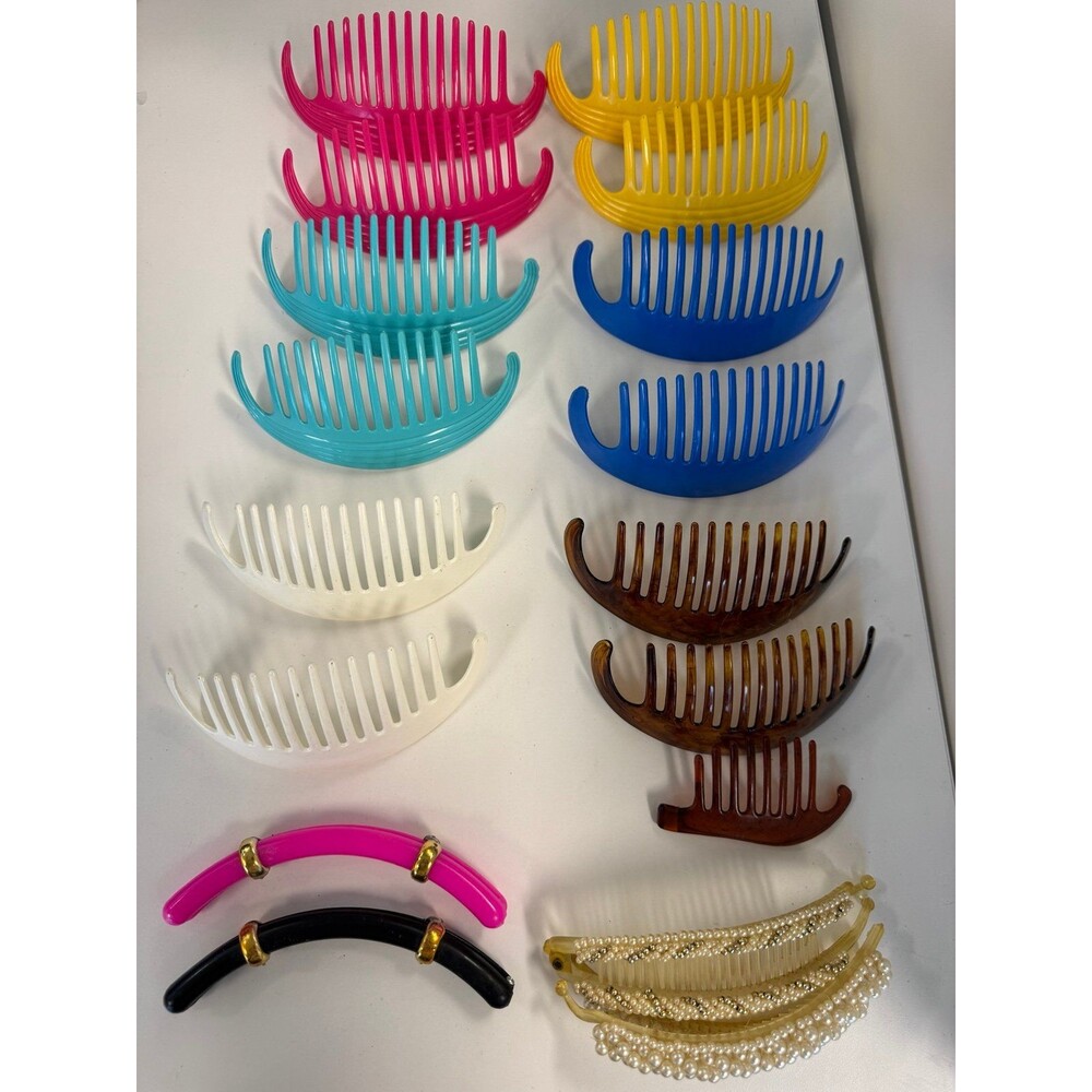 Vtg 1980's GOODY Hair Cincher Clip Banana Comb Ponytail holder Lot 13 Piece 4.5”